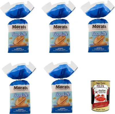 Produktbild von Morato Nuvolatte weiche Milchbrötchen 5x 240gr + Italian Gourmet polpa 400gr