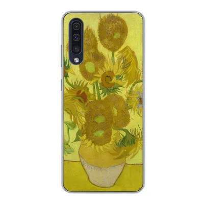 Produktbild von MuchoWow® Handyhülle Schutzhülle Hülle für Samsung Galaxy A30s Sonnenblumen - Vincent van Gogh Silikon Softcase Handy Hülle - Karteninhaber