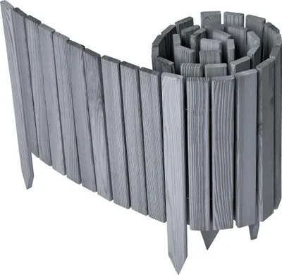 Produktbild von Garronda Beeteinfassung Holz Rollzaun Gartenzaun imprägniert Flexibler Rollborder Rasenkante  Länge: 200 cm (Grau, Höhe: 40 cm)