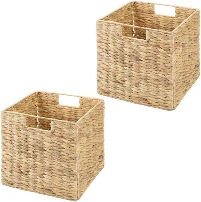 Produktbild von mDesign Aufbewahrungsbox Regalkorb Organizer 2er Set faltbar Naturfarben