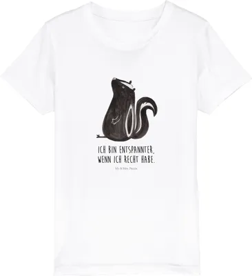 Produktbild von Mr. & Mrs. Panda Kleinkinder T-Shirt Stinktier Sitzen 5-6 Jahre (110/116) - Weiß - Geschenk, Wildtier, Spruch, Kindershirt, Büro, Baumwollshirt Kinder, Stinker, Bio