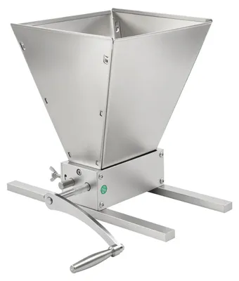 Produktbild von Malzmühle für Heimbrauen - Manuelle Walzenmühle 4L - Einstellbarer Walzenabstand 0–2,5 mm - Trichter 22×21 cm Edelstahl - Silber