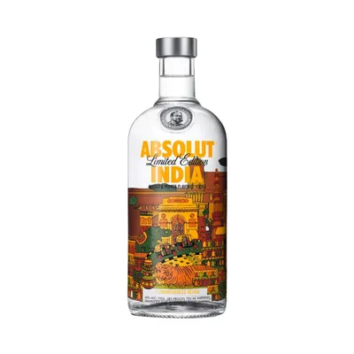 Produktbild von Absolut Vodka India V1 0,75L – Limited Edition 2015 - Mango & Pfeffer – Wodka Exotische mit Kulturdesign – Seltene Sammlerflasche aus Schweden