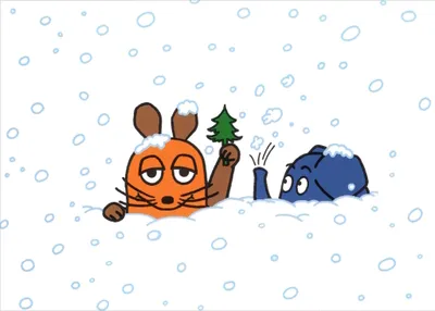 Produktbild von Postkarte "Sendung mit der Maus: Eingeschneit (Maus und Elefant)"