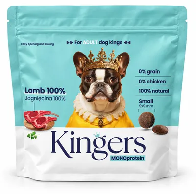 Zdjęcie produktu dla KINGERS Jagnięcina 2 kg karma sucha monobiałkowa dla małych psów, Obraz wygenerowany przez AI