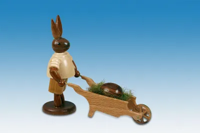 Produktbild von Osterdekoration Osterhase mit Schubkarre und Ei Höhe 7,5cm NEU