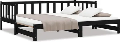 Obrázek produktu pro vidaXL Rozkládací postel černá 2x(90x190) cm Masivní borovicové dřevo