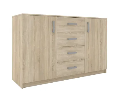 Produktbild von Kommode BAHLI 150 cm Sideboard mit 4 schubladen und 2 Türen Sonoma