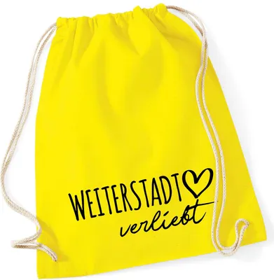 Produktbild von Huuraa Turnbeutel Weiterstadt verliebt 12 Liter Yellow Baumwolle Rucksack Geschenkidee