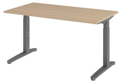 Produktbild von bümö Schreibtisch Serie-XB - Gestell: Graphit, Nachbildung: Eiche, Größe:  140 x 80 cm