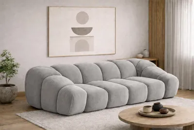 Produktbild von Kaiser Möbel Sofa 3-Sitzer modular, Veloursstoff Bluvel, Grau, CROISSANT