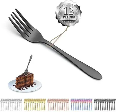 Productafbeelding van Set van 12 Zwarte Dessertforks van RVS