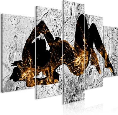 Produktbild von Leinwandbilder Frau 200x100 cm Vlies Leinwandbild 5 tlg Kunstdruck modern Wandbilder XXL Wanddekoration Design Wand Bild - Körper Struktur Textur gold grau h-A-0176-b-m