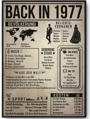 Produktbild von 48. Geburtstag Geschenkidee personalisierbar | Poster Jahrgang 1977 Geschenk | Back in 1977 Rückblick – DIN A4 (21x29.7cm)