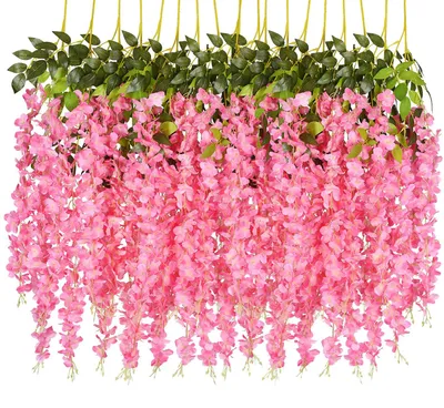 Produktbild von Künstliche Blauregen Ranke 3,75 Fuß, 6 Stück, rosa, für Wanddekoration