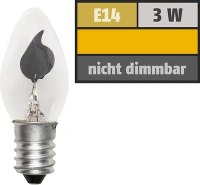 Zdjęcie produktu dla Migocząca żarówka świecowa - E14 - 3W - żarówka efektowa - przezroczysta