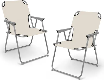Produktbild von Camping Sessel Oxford im 2er Set - 75 x 52 x 47 cm - Klappstuhl in beige (2 Stück)