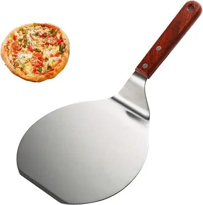 Produktbild von Geschmiedetes Holzschöpfersatz für Pizzen - geeignet für den Backofen und den Grill - mit Holzgriff