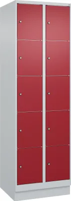 Produktbild von CP Schließfachschrank Classic PLUS lichtgrau, rubinrot 080020-205 S10001, 10 Schließfächer 60,0 x 50,0 x 195,0 cm