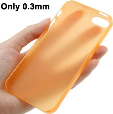 Produktbild von Schutzhülle Ultra Dünn 0,3mm für Handy Apple iPhone 5 & 5S Orange Transparent