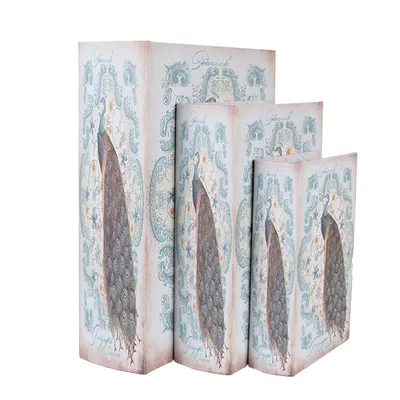 Produktbild von Clayre & Eef Aufbewahrungsbox 3er Set Bücher 27/22/17 cm Blau Holz