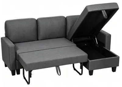Produktbild von Ecksofa mit Schlaffunktion und Bettkasten L-Form Schlafsofa mit Verwandelbarer Chaiselongue, für Wohnung und Wohnzimmer