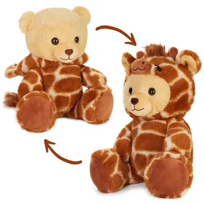 Produktbild von BRUBIES Teddy Giraffe - 25 cm Teddybär im Giraffenkostüm mit Kapuze - Kuscheltier Geschenk für Kinder - Plüschtier für kuschelige Abenteuer