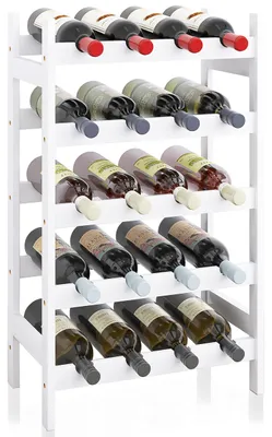 Imagen del producto de Estantería de bambú para botellas, con capacidad para 20 botellas, de 5 niveles, independiente, ideal para la cocina y el bar
