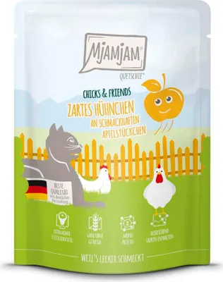 Produktbild von MjAMjAM Cat - Chicks+Friends Pouch 6x300g | Huhn & Apfel