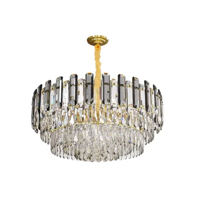 Produktbild von Vrygle Deckenleuchten Kristall Dimmbar Leuchte: 3 Ebenen Deckenleuchte mit 10 x E14 LED Lampen, Φ60cm