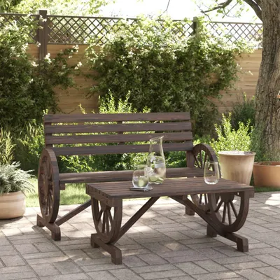 Imagen del producto de Maison Exclusive - Juego de jardín de 2 piezas, sillón y mesa, fabricado en madera maciza de abeto
