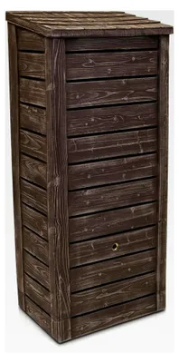 Produktbild von Regentonne 230 Liter - Eckig und Schmal in Holzoptik mit Metallgewinde - Frostsicher aus Kunststoff - Regenwassertonne für den Garten