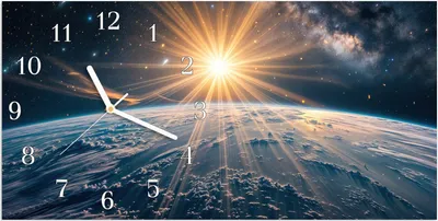Produktbild von Wanduhr aus Glas mit Motiv Sonnenaufgang Erde- 60 x 30 cm - inkl. Aufhängesystem