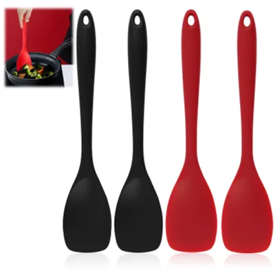 4 Rührlöffel aus Silikon, 27,5 cm, ergonomisch, spülmaschinengeeignet