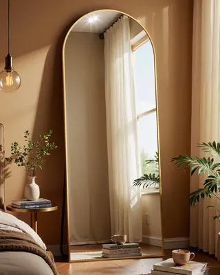 Produktbild von Koonmi Ganzkörperspiegel Bogen 66 x 180 cm Gold, Stabiler Rahmen im Alltag