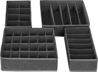 Produktbild von Faltbare Schubladenorganizer 4er-Pack, Stoff Aufbewahrungsorganizer Für Unterwäsche Und Socken, Schubladenteiler Für Kleiderschrank Und Büro