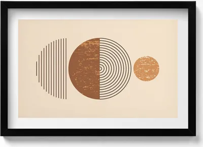 Produktbild von Geometrische Kunst im Boho-Stil– Wandbild mit Rahmen – Gerahmtes Bild  – Wanddekoration – 60x40 cm –  Schwarz Rahmen