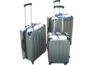 Produktbild von ABS-Kofferset 3-teilig – Hartschalenkoffer mit 4 Doppelrollen, 40–100 Liter, Farbe:Grau