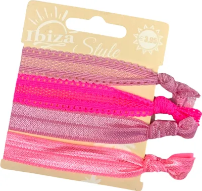 Produktbild von Haargummi im Ibiza-Stil, rosa Spitze