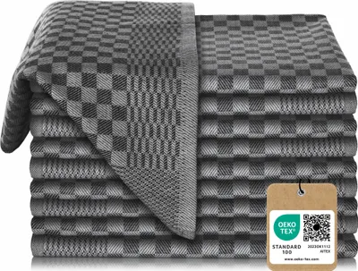 Produktbild von Vaily Premium Geschirrtücher 10er Pack - Trockentücher aus 100% Baumwolle super Saugstark- - 70 x 45 cm Schwarz