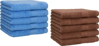 Produktbild von Betz 10 Stück Seiftücher 30x30 cm PREMIUM 100% Baumwolle  Farbe: hellblau und nussbraun