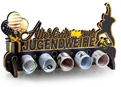 Produktbild von Geldgeschenk aus Holz zur Kommunion, kreative Verpackung für ein Geldgeschenk, Wunscherfüllung, originelle Tischdekoration