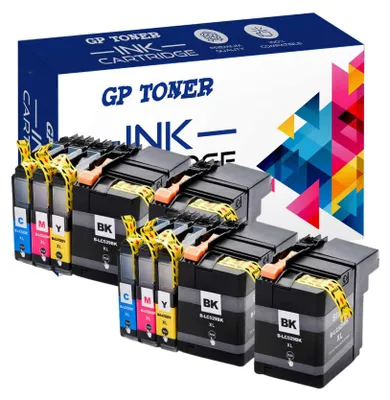 A set of ink cartridges and their packaging.
