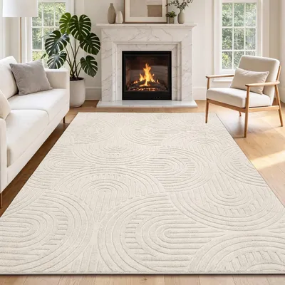 Productafbeelding van Vloerkleed Beige 140x200cm Zacht Laagpolig Wasbaar Antislip