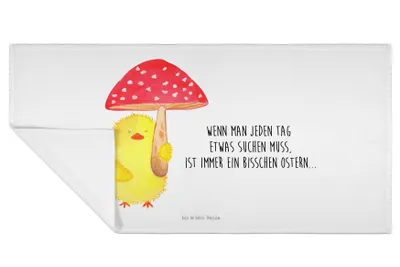 Produktbild von Mr. & Mrs. Panda Frotteehandtuch Küken Fliegenpilz - Weiß - Geschenk, Ostergrüße, Handtuch, Flauschtuch, Baumwollhandtuch, 50x100, Frohe Ostern, Glückspilz