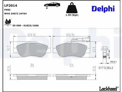 Produktbild von DELPHI Bremsbeläge Satz Vorne Bremsklötze für FIAT PANDA (169) LP2014