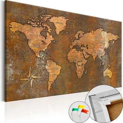 Produktbild von Vliesstoff Korkbild - Rusty World 120x80 cm Karten k-A-0059-p-b