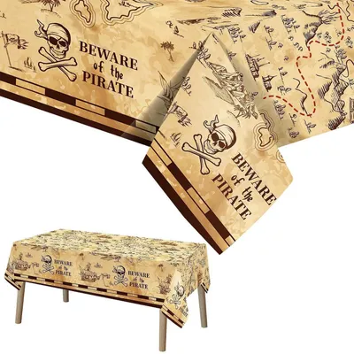Obrázok produktu pre Pirátska mapa pokladu, obrus, 130 x 220 cm, plast, vodeodolný, na dekoráciu na párty
