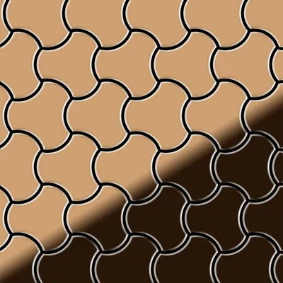 Produktbild von Mosaik Fliese massiv Metall Titan hochglänzend kupfer 1,6mm stark Ubiquity-Ti-AM