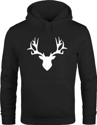 Produktbild von Hoodie Herren Hirsch Geweih Kapuzen-Pullover Pullover mit Kapuze Moonworks® schwarz XL